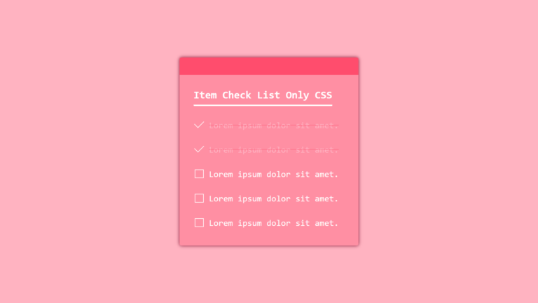 Item Check List Using HTML & CSS