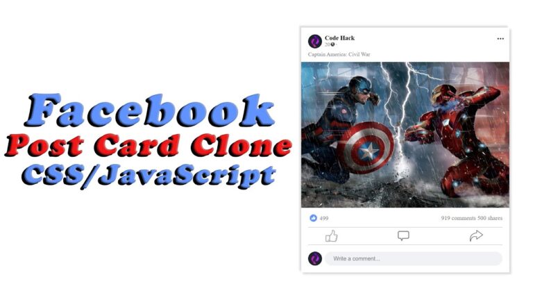 Facebook Post Card Clone using HTML CSS & JavaScript