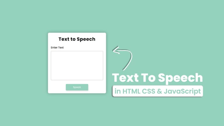 Text To Speech Converter with HTML CSS & JavaScript